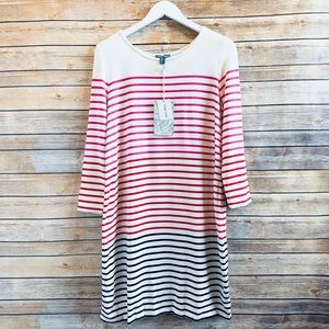 Fleur Bleue Stripe Comfy Sweatshirt Dress Size Large NWT